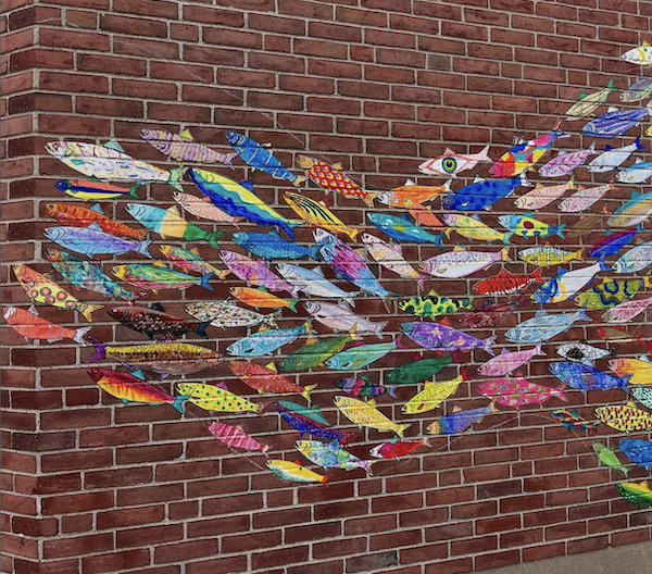 Part of the Go Fish! mural project at the Fox Library